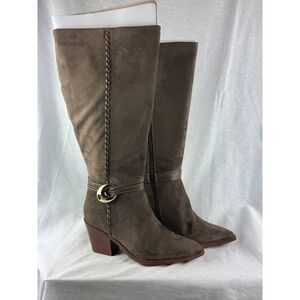 Universal Thread Womens Taupe Faux Suede Tall Boots Memory Foam Size 8.5 Brown